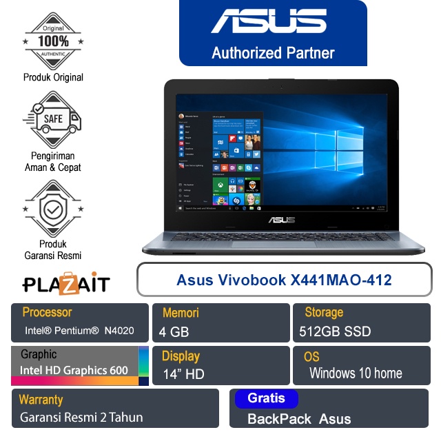 Asus Vivobook X441MAO-412/Intel Celeron N4020/4GB/512GB/14"/W10