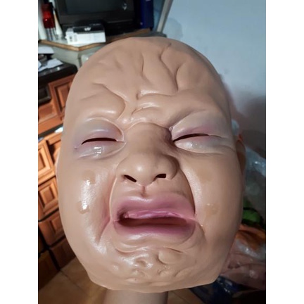 Maska/ Topeng Latex Bayi Menangis, Baby Cry, Topeng Latex, Topeng Halloween