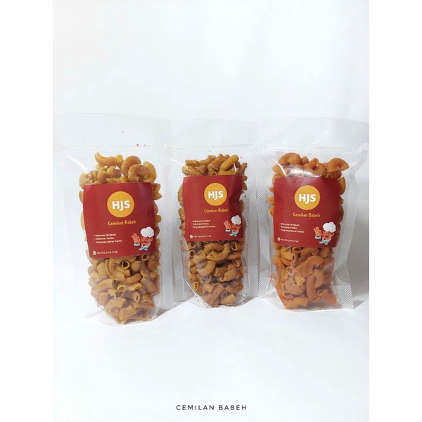 

makaroni cemilan makanan ringan gurih, renyah, higienis, jual perbungkus 75 gram