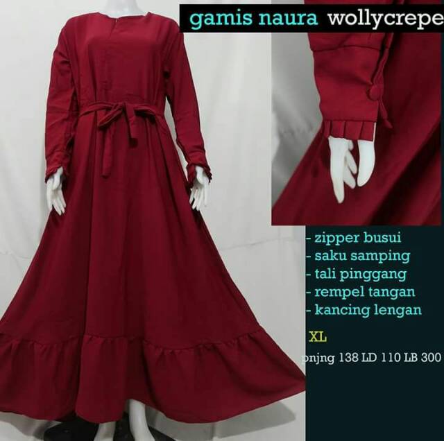 [New&amp;Best!] gamis naura basic wollycrepe | gamis busui dan rempel | gamis grad A grosir