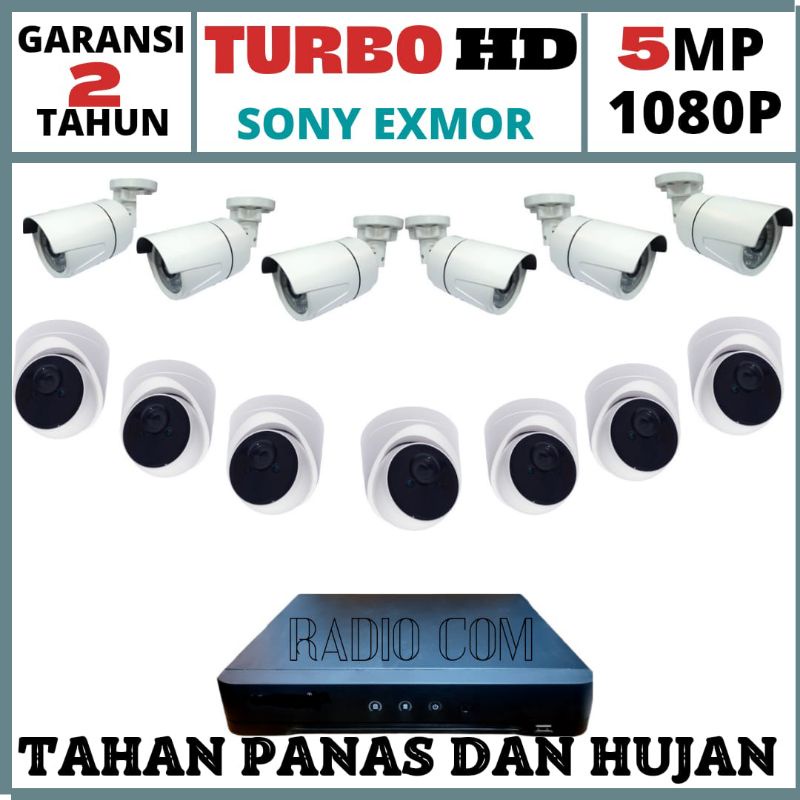 Paket cctv 16 channel 13 camera 5mp turbo hd ir sony 1080p lengkap siap pasang