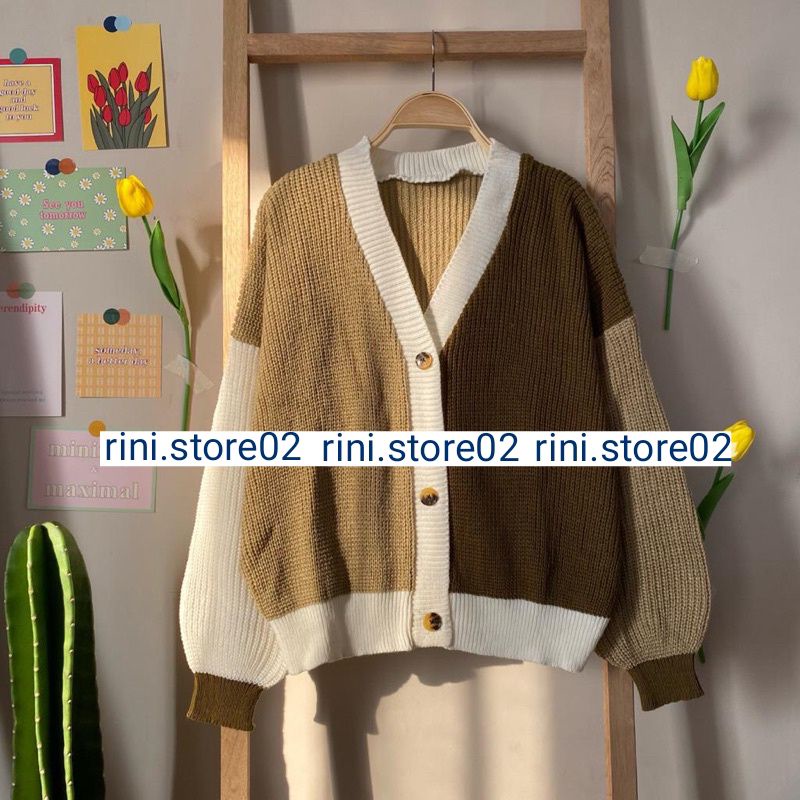 Cardigan Rajut Twist / Oversize Cardi Tone / Bahan Tebal