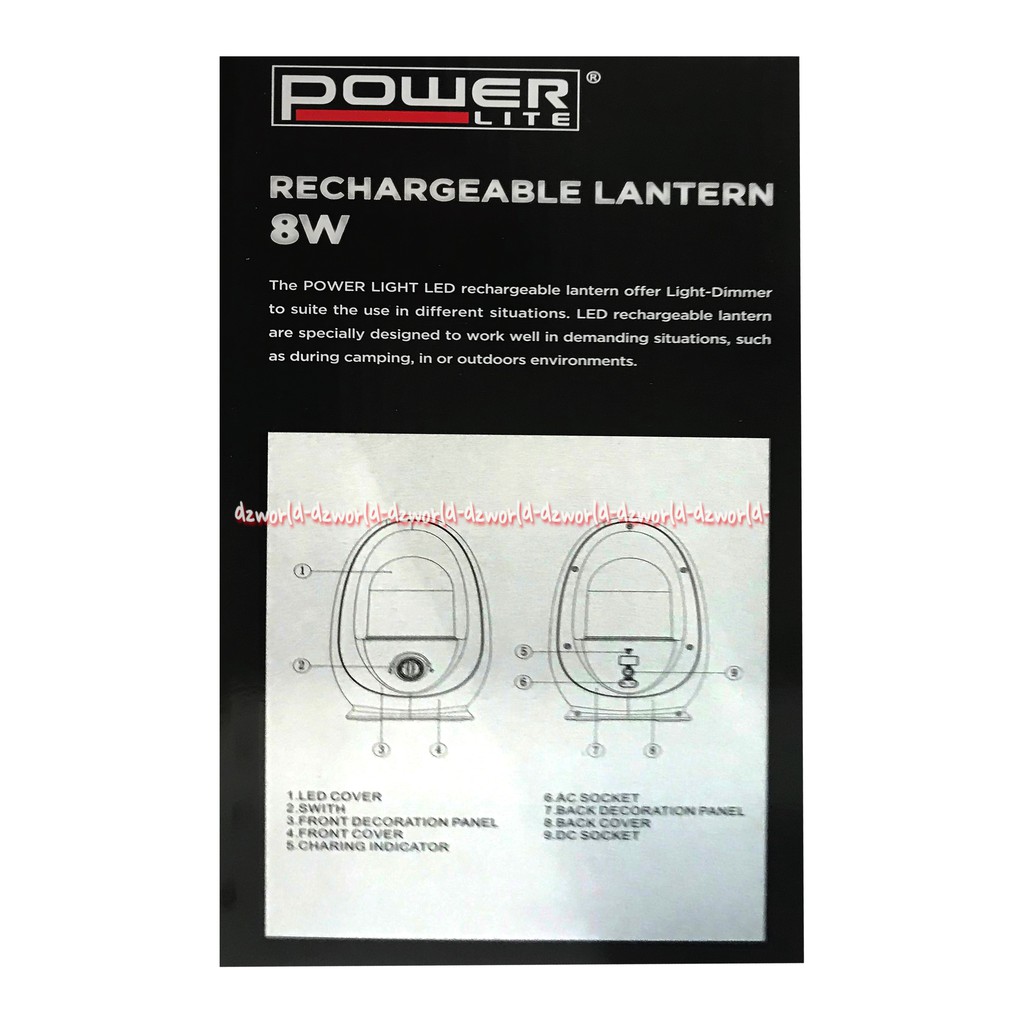 Power Lite Rechargeable Lantren Lentera Led Lampu Darurat Senter 8 Watt