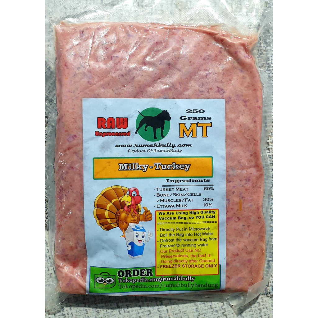 Rumahbully Milky Turkey Mt 250gr Dog Cat Raw Food Makanan Anjing Kucing Shopee Indonesia