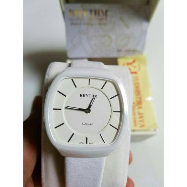 Jam Tangan Rhythm Original Ceramic Series C1302L 01 White Sapphire Garansi Resmi