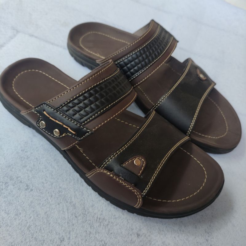 Sandal Pria Kulit Impor Original Slop Santai