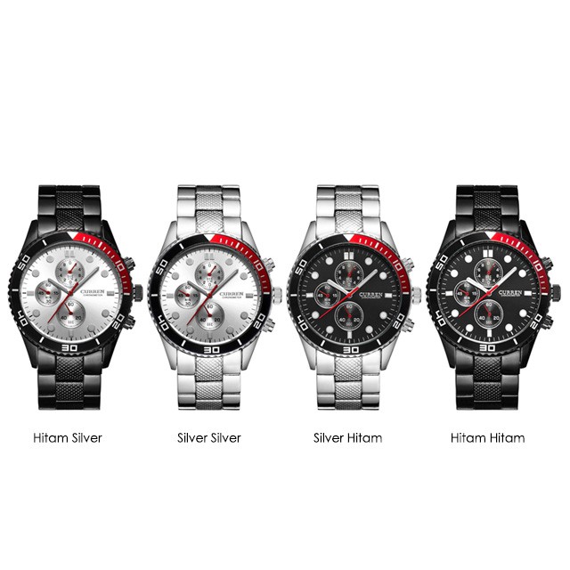 CURREN 8028 Jam Tangan Pria Analog Stainless Steel Chronograph Tidak Aktif Bezel WATCHKITE WKOS