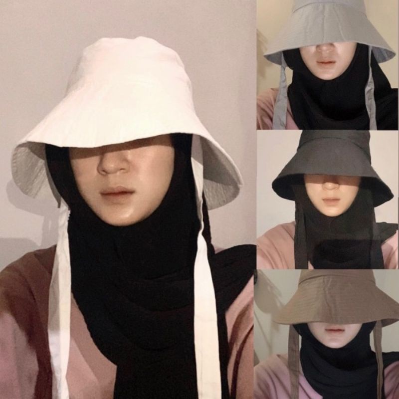TOPI BUCKET HIJAB PANTAI LEBAR TALI DEWASA