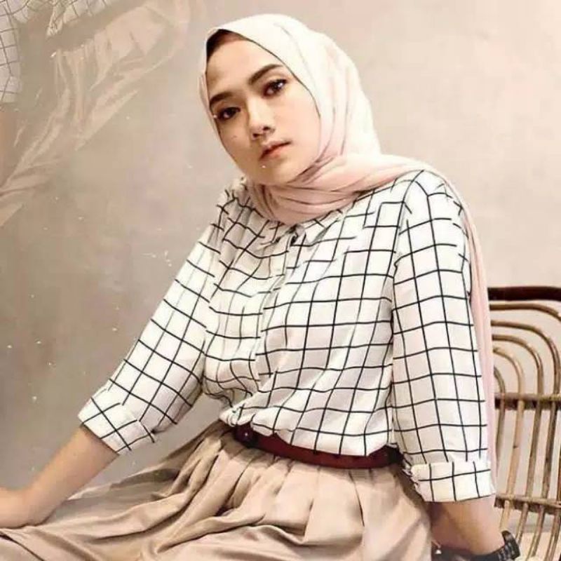 KEMEJA TUNIK KOTAK || KEMEJA KOTAK WANITA KULIAH / KERJA / HARIAN  DIRUMAH / KEMEJA KOTA SIZE L