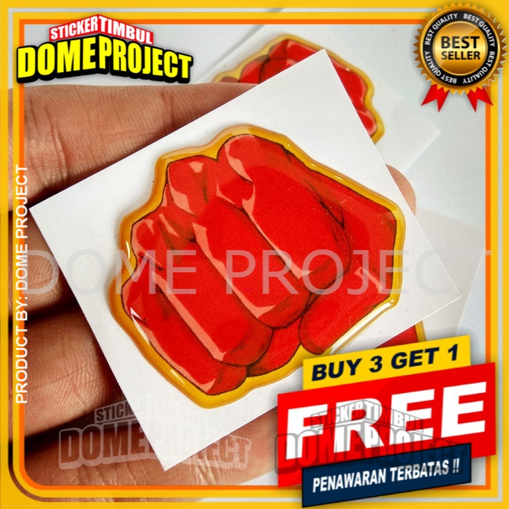 STIKER MOTOR EMBLEM ANIME ONE PUNCH MAN HAND RESIN TIMBUL LENTUR