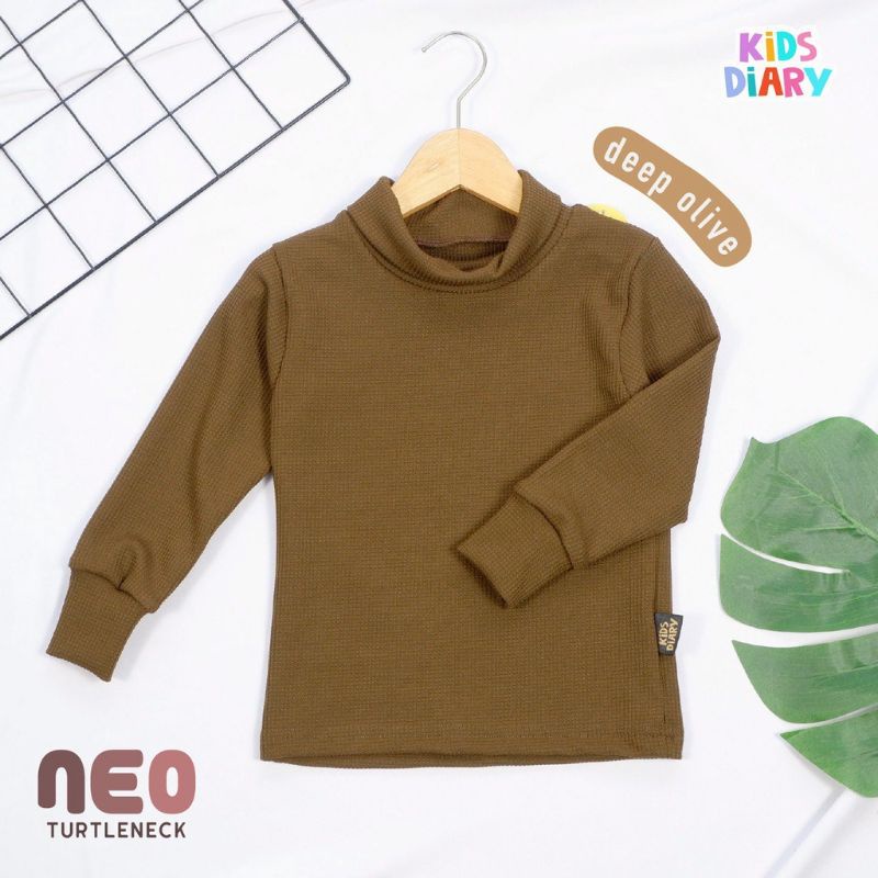 Kids Diary Neo Turtle Neck Waffle Uniqlo Strech Atasan Lengan Panjang Anak Unisex