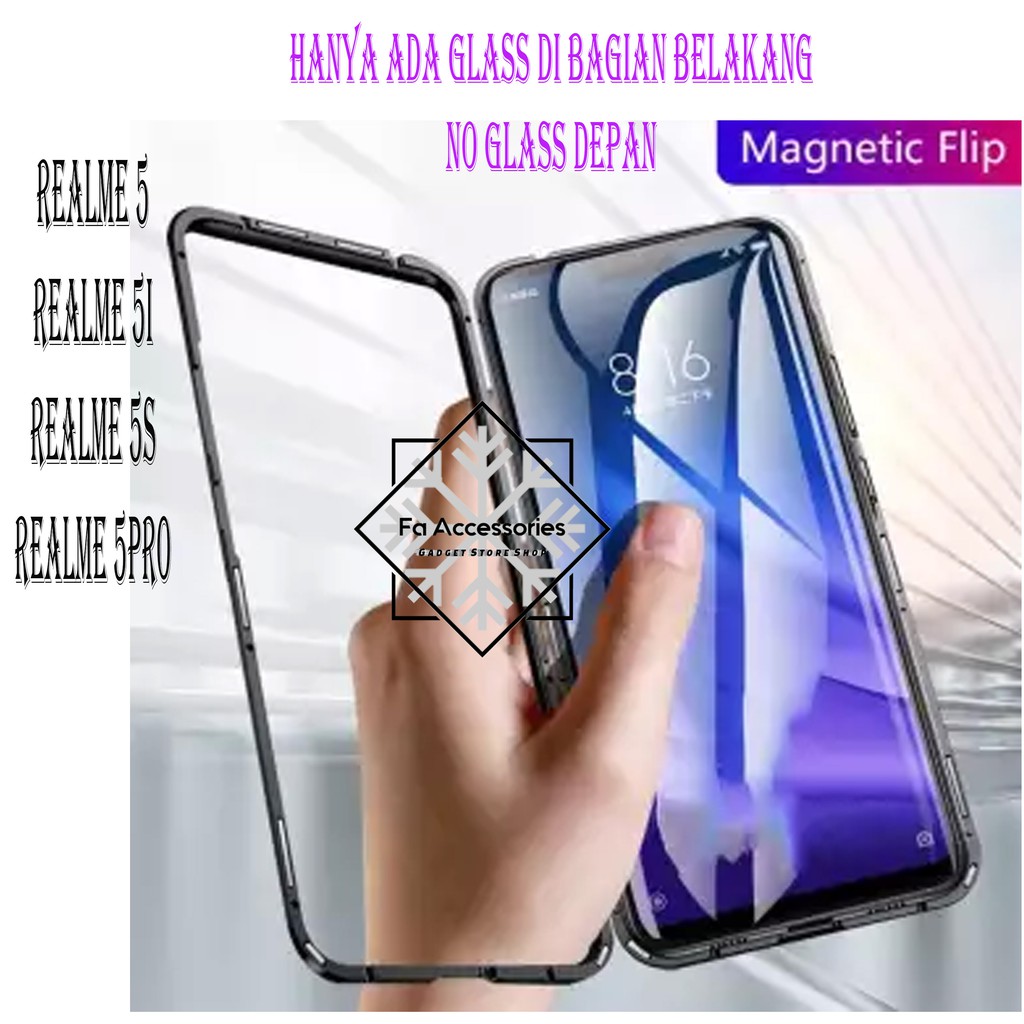 Oppo Realme Realme 5 Realme5pro 5PRO pro 5i 5s i s Casing Magnetic Metal Glass Hard Case 360