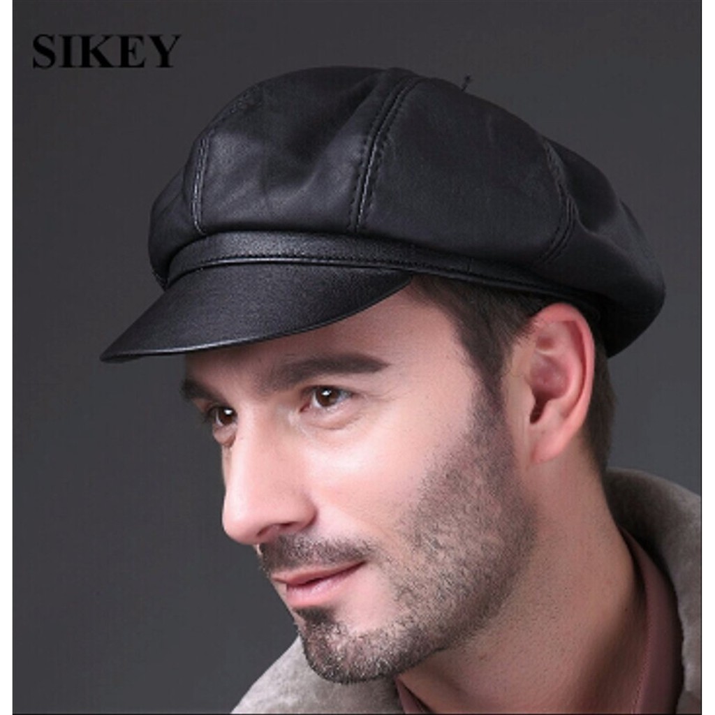 Topi kulit asli untuk pria BARU TOPI PRIA KULIT ASLI TOPI KOMANDO POLISCE TERLARIS