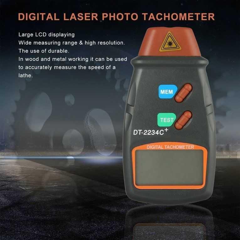 [ COD ] TaffSTUDIO LCD Digital Laser Photo Tachometer 2.5-100000 RPM DT-2234C+