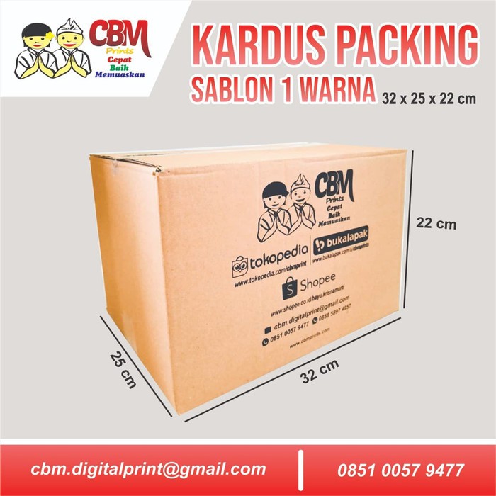 Kardus Box Dus Polos Packing Cetak Print Sablon  1 Warna  