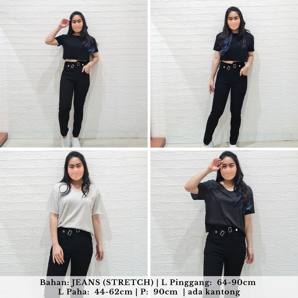 4265 newkers slim fit highwaist jeans celana import korea