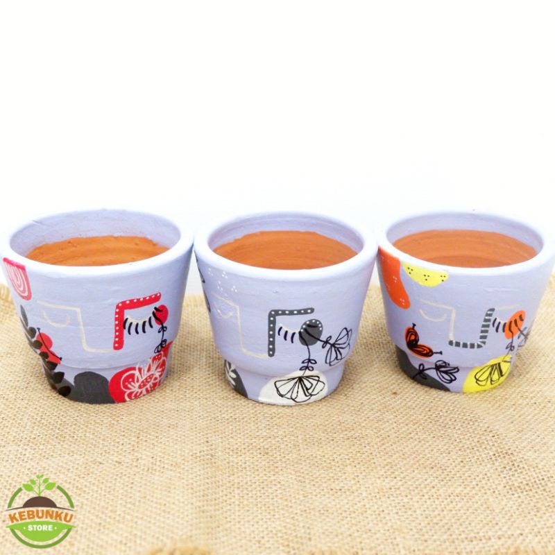 POT LUKIS/ POT GERABAH/ POT TANAH LIAT/ POT KAKTUS/ POT LUCU