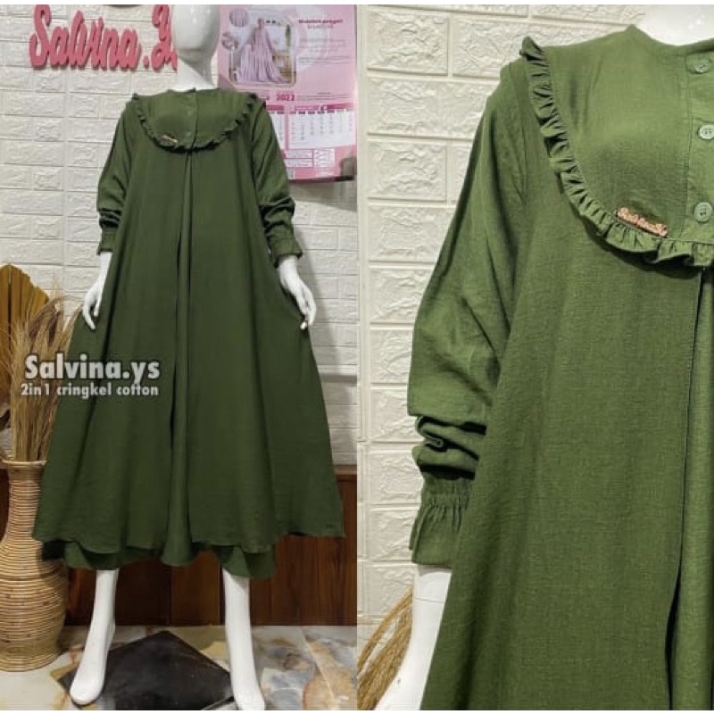 GAMIS SALVINA YS ROMPI 2IN1 CRINGKEL KRINGKEL COTTON ORIGINAL 100000%