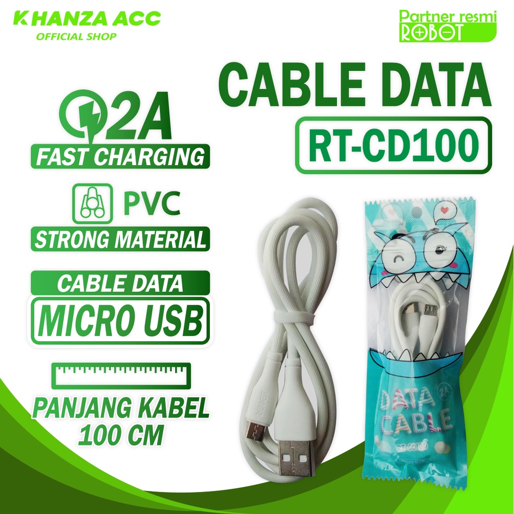 KHANZAACC KABEL DATA Robot RT-CD100 Micro USB Cable Colorful  (ECER SATUAN)