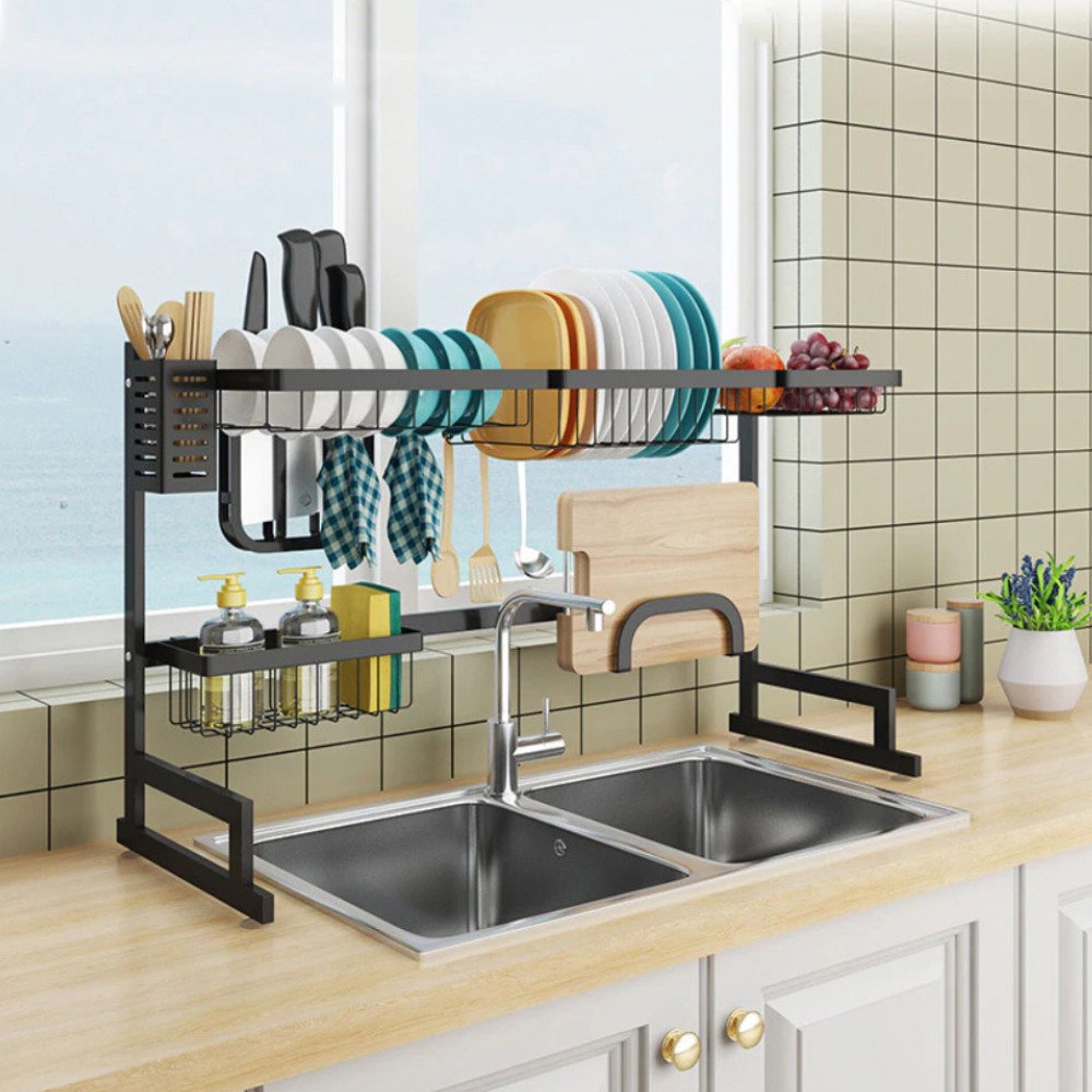 Jual Rak Sink Wastafel Dapur Pengering Piring Drain Rack Serbaguna Drying Rak Piring Minimalis 85CM Indonesia Shopee Indonesia