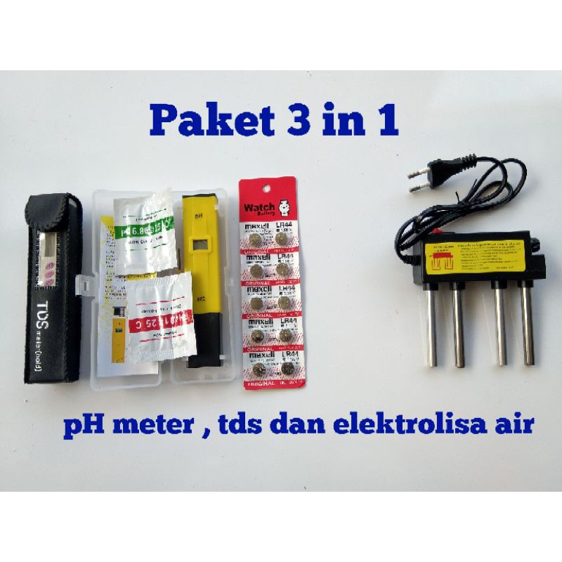 paket alat ukur kwalitas air ph meter , tds dan elektrolisa air / water elektrolizer