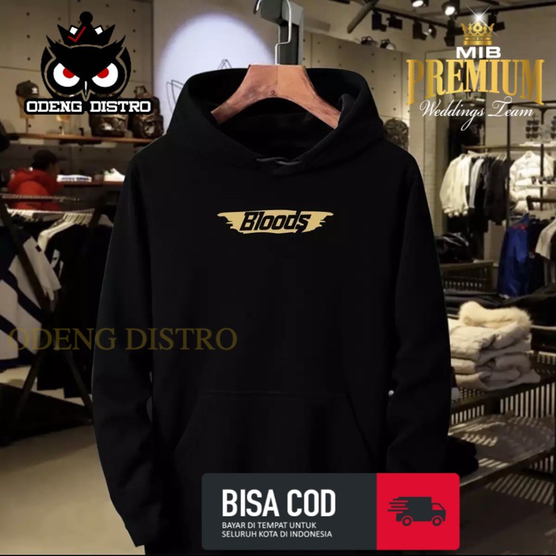 Hoodie Bloods Splash Gold Jaket Sweater Basebal Varsity Distro Keren Kekinian Termurah Bandung Origi