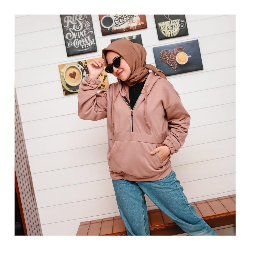 K2C1 ZAIRA HOODIE SWEATER WANITA TEBAL HOODIE CROP KOREAN 7V7