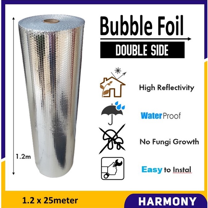 ALUMINIUM FOIL ATAP Bubble Double Side Murah 1.2 x 25m Murah