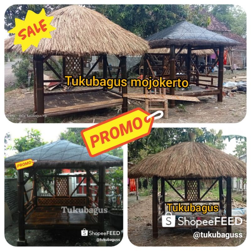 gazebo bambu atap ijuk+paranet 2x2