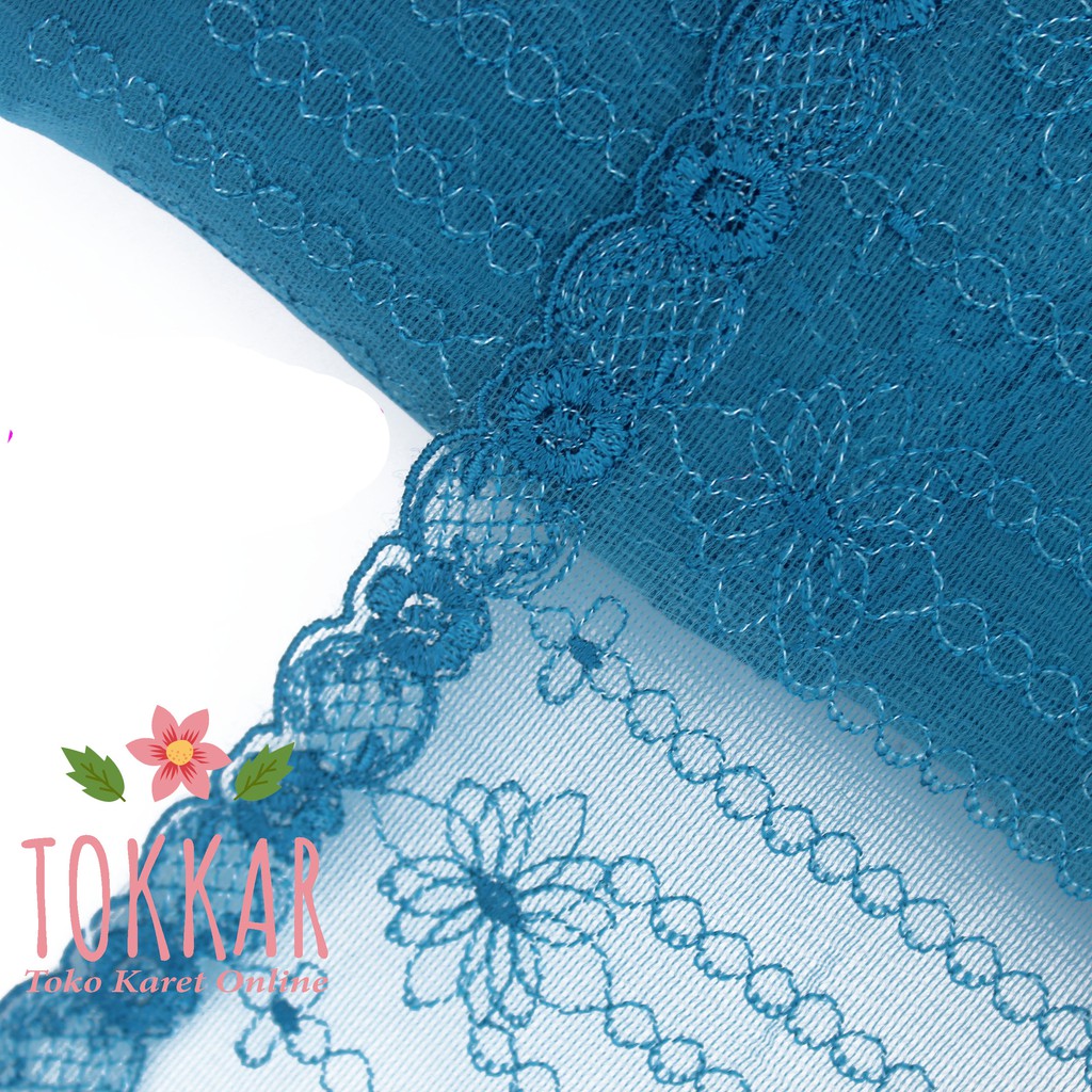 (Per Meter) RDT232  Renda Tile Biru Tosca Lebar 10Cm