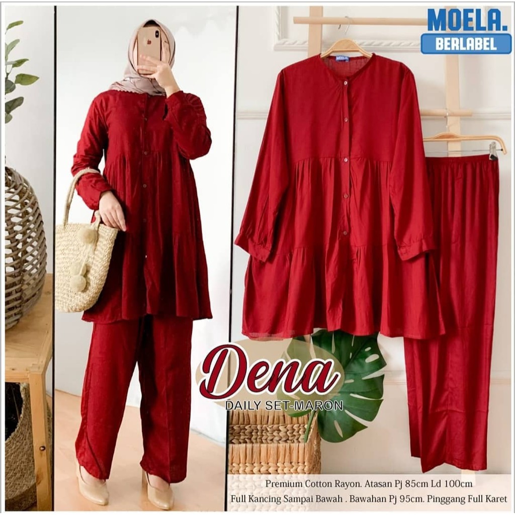 BISA COD Dena Set + Celana / set modern/ Setelan Set wanita Terbaru 2021 PAJAMAS ONE SET