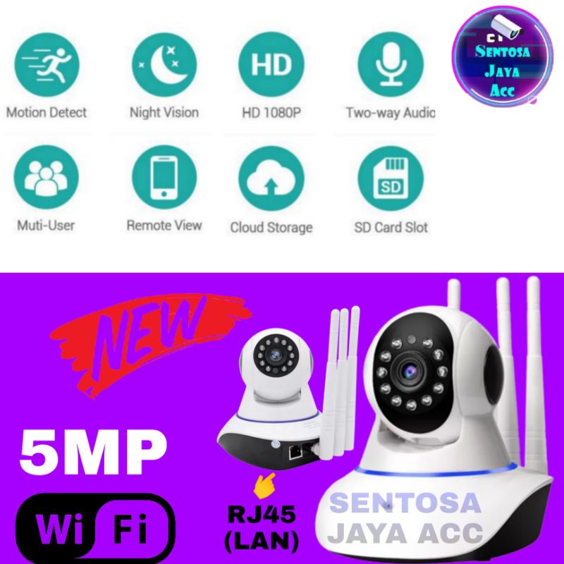 [CCTV+LAN] IP CAMERA CCTV WIRELESS INDOOR 3 ANTENA V380 PRO TERBARU FULL HD 1080P