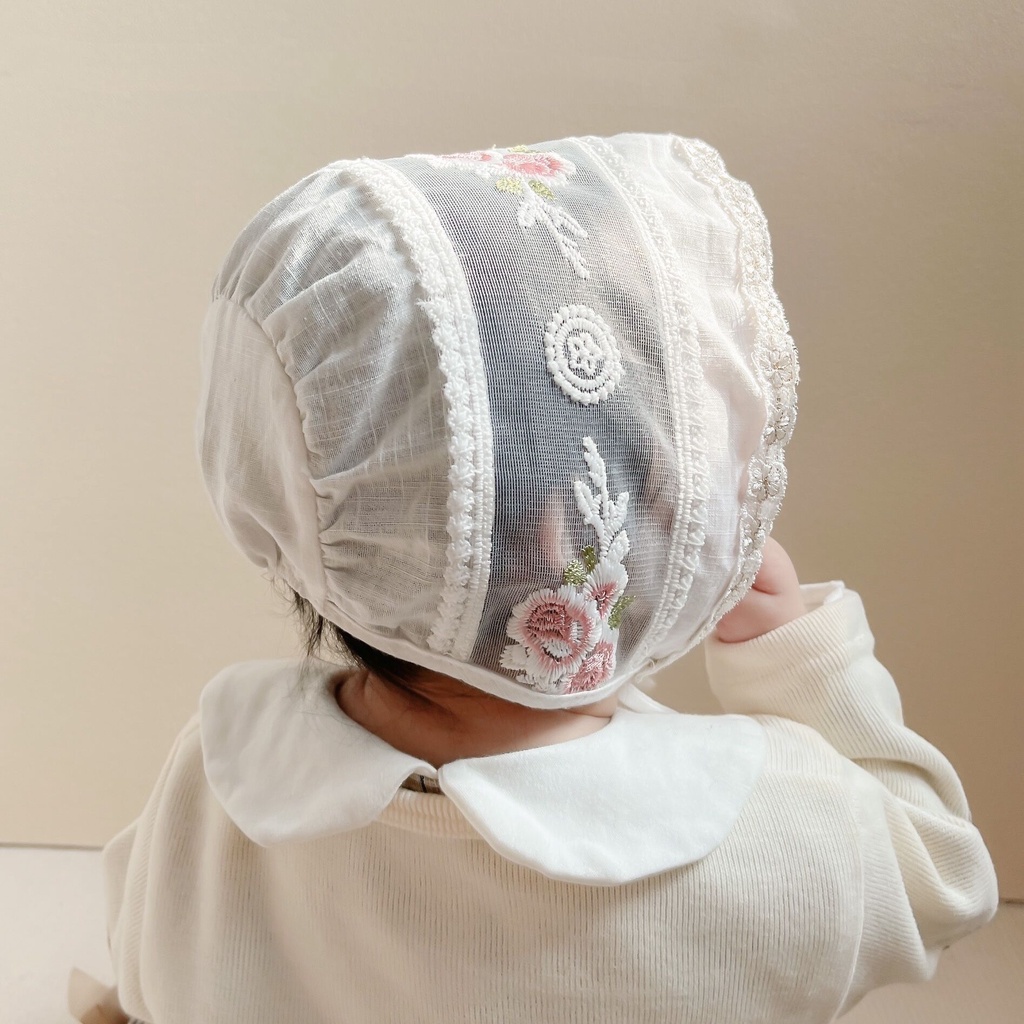 Tokobia topi bayi perempuan baby bonnet renda import HAT103