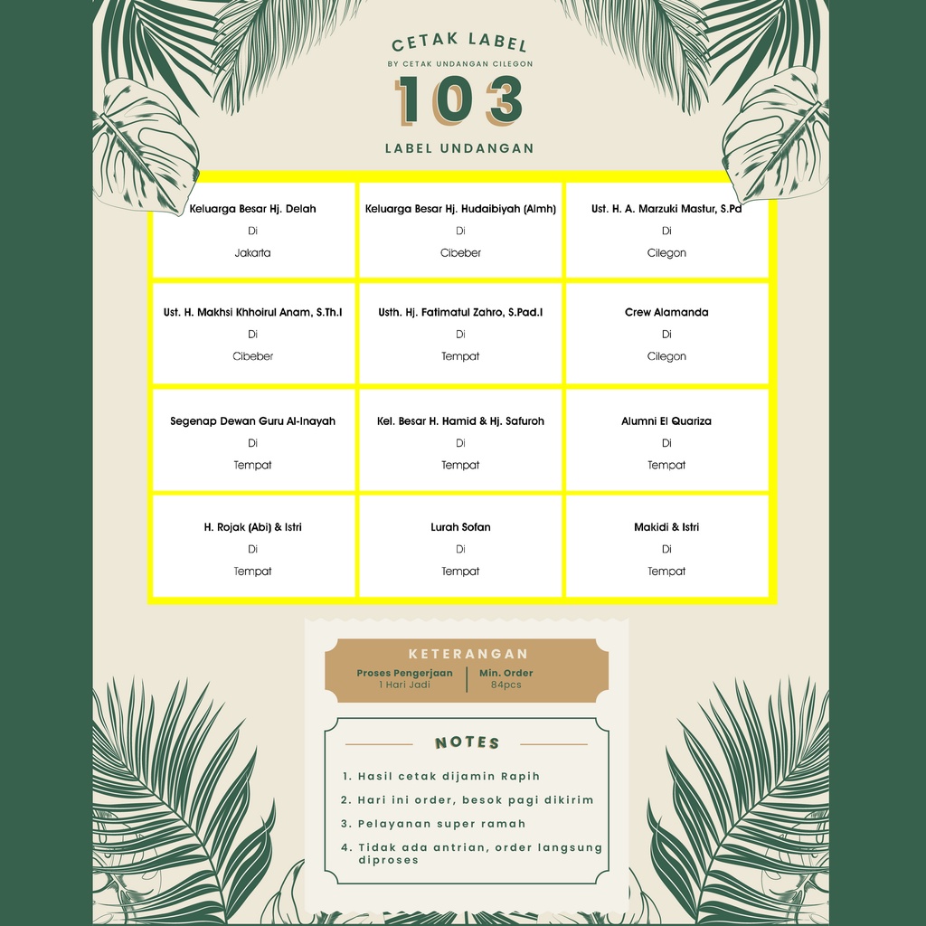 

Cetak Label 103 Pernikahan (Sticker) | Berkualitas & Harga Termurah
