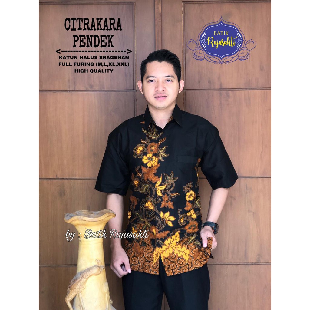 CITRAKARA PENDEK Kemeja Batik Pria Lengan Pendek Katun Halus FULL FURING Rajasakti