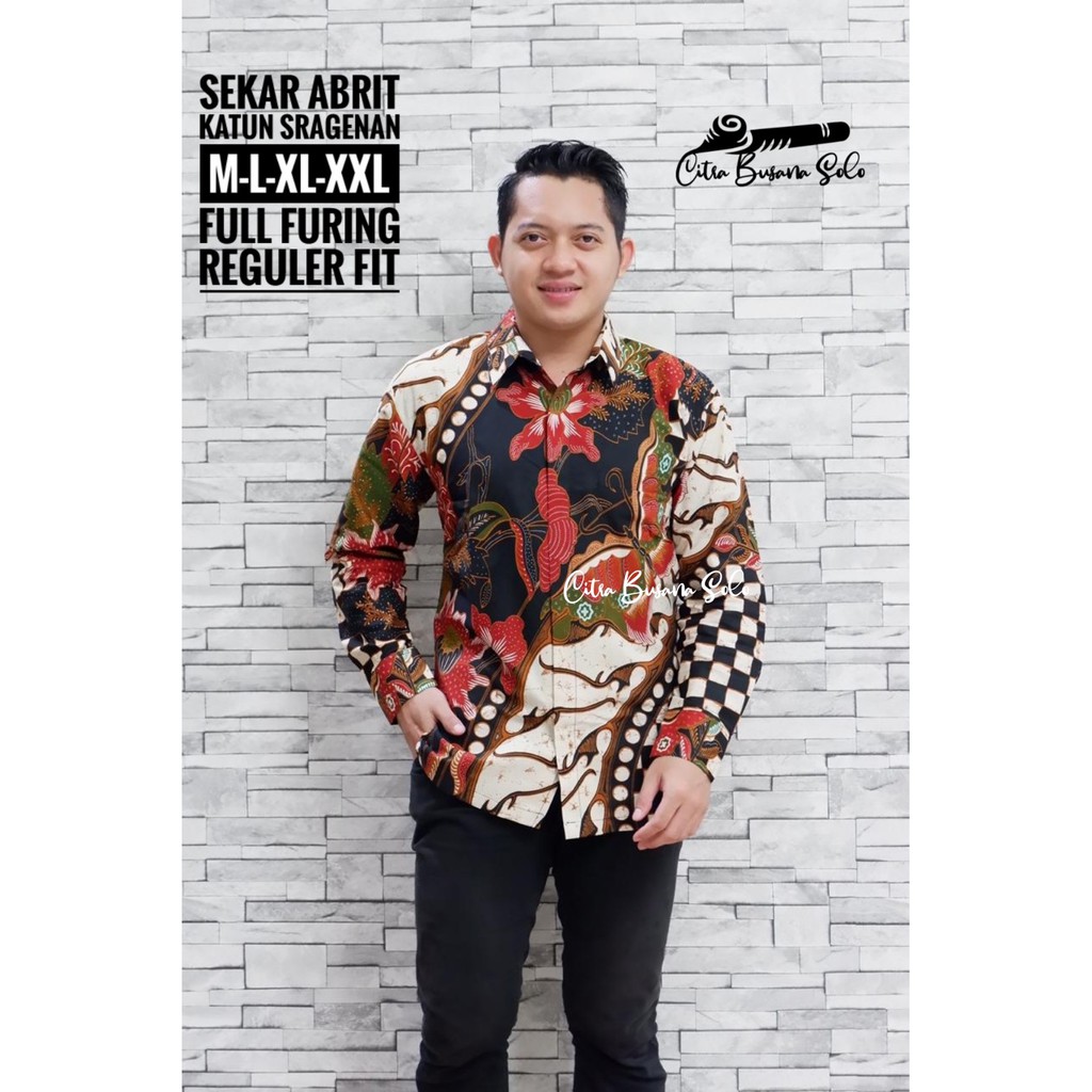 SEKAR ABRIT Kemeja Batik Pria Full Furing Bahan Katun Sragenan