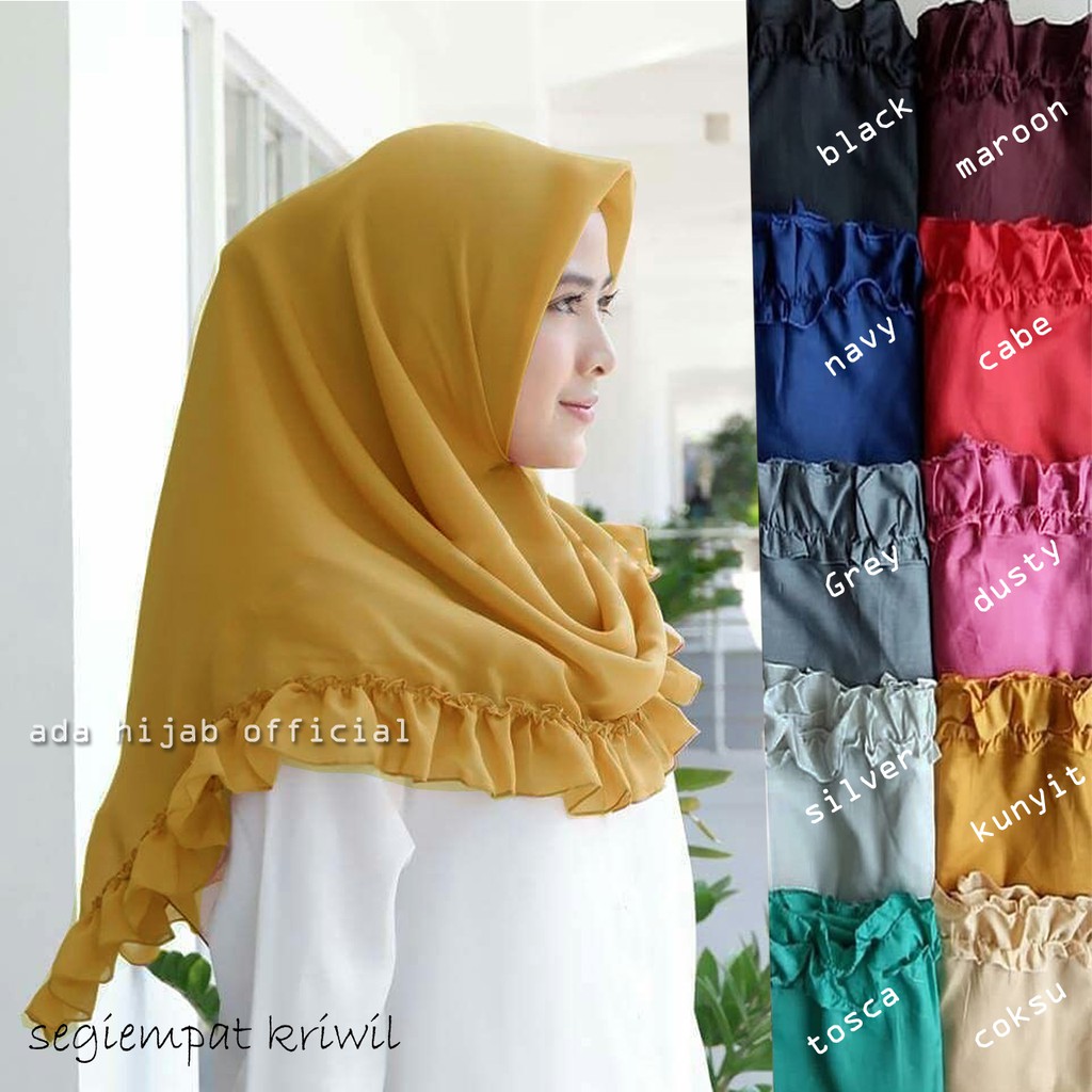 Hijab Segiempat Kriwil / Jilbab Bella Square / Kerudung  