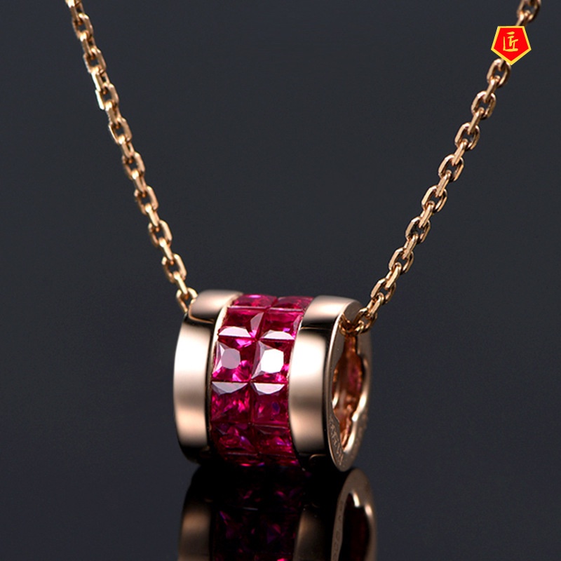 [Ready Stock]Ruby H Letter Pendant 18K Rose Gold Affordable Luxury Fashion