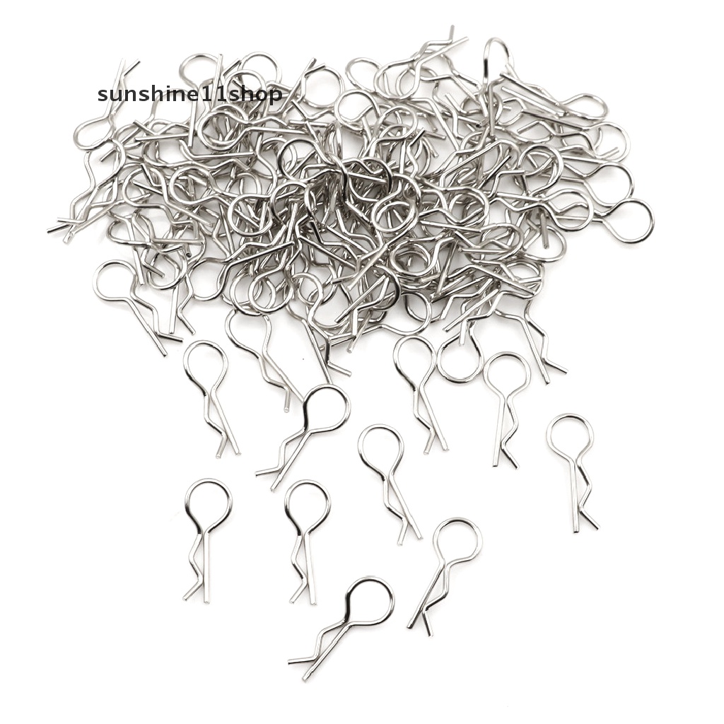 Sho 100pcs Klip Pin Body Bahan Stainless Steel Untuk 1 / 10 1 / 16 RC HSP