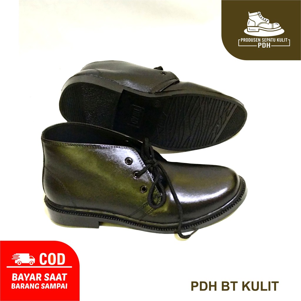 SEPATU PDH PRIA JATAH KULIT ASLI TALI SEPATU DINAS POLISI TNI SATPAM SECURITY