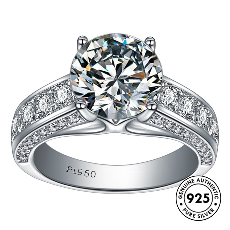 Cincin Sterling Silver 925 Hias Berlian Imitasi Elegan Untuk Wanita
