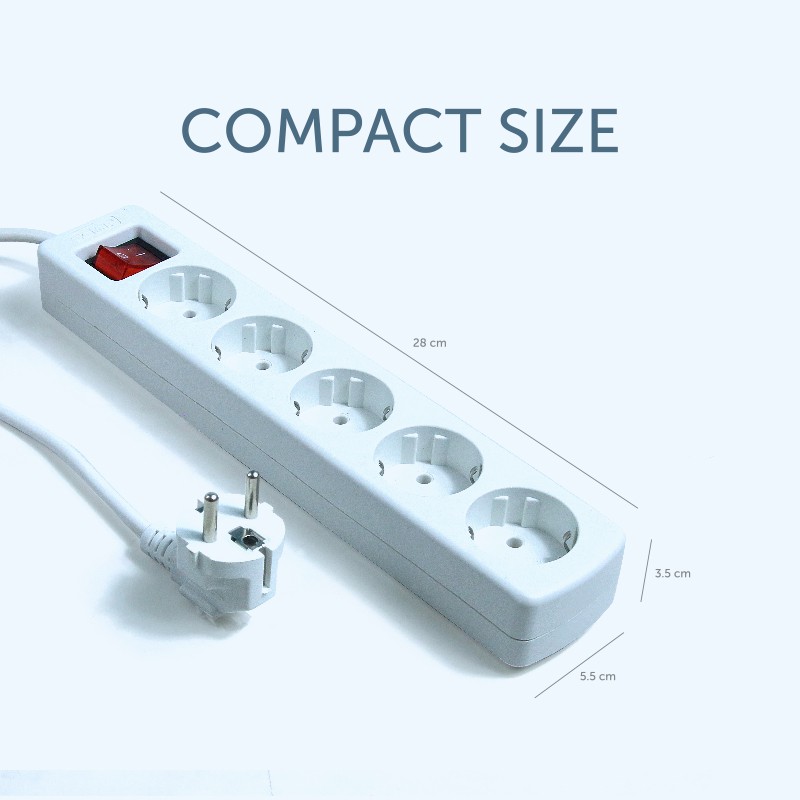 TERA Stop Kontak Cable Extension 5 Lubang Sockets - White