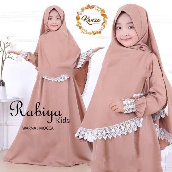 RABIYA SYARI KIDS 7-9 Tahun MOSCREPE Dapat GAMIS + HIJAB Gamis Anak Perempuan Gamis Anak Murah 2021