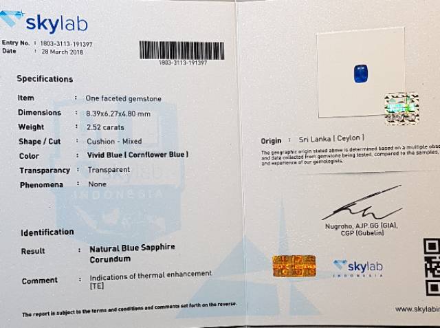 Natural Vivid Cornflower Blue Sapphire Ceylon Srilanka Sertifikat 2 52 Ct Shopee Indonesia