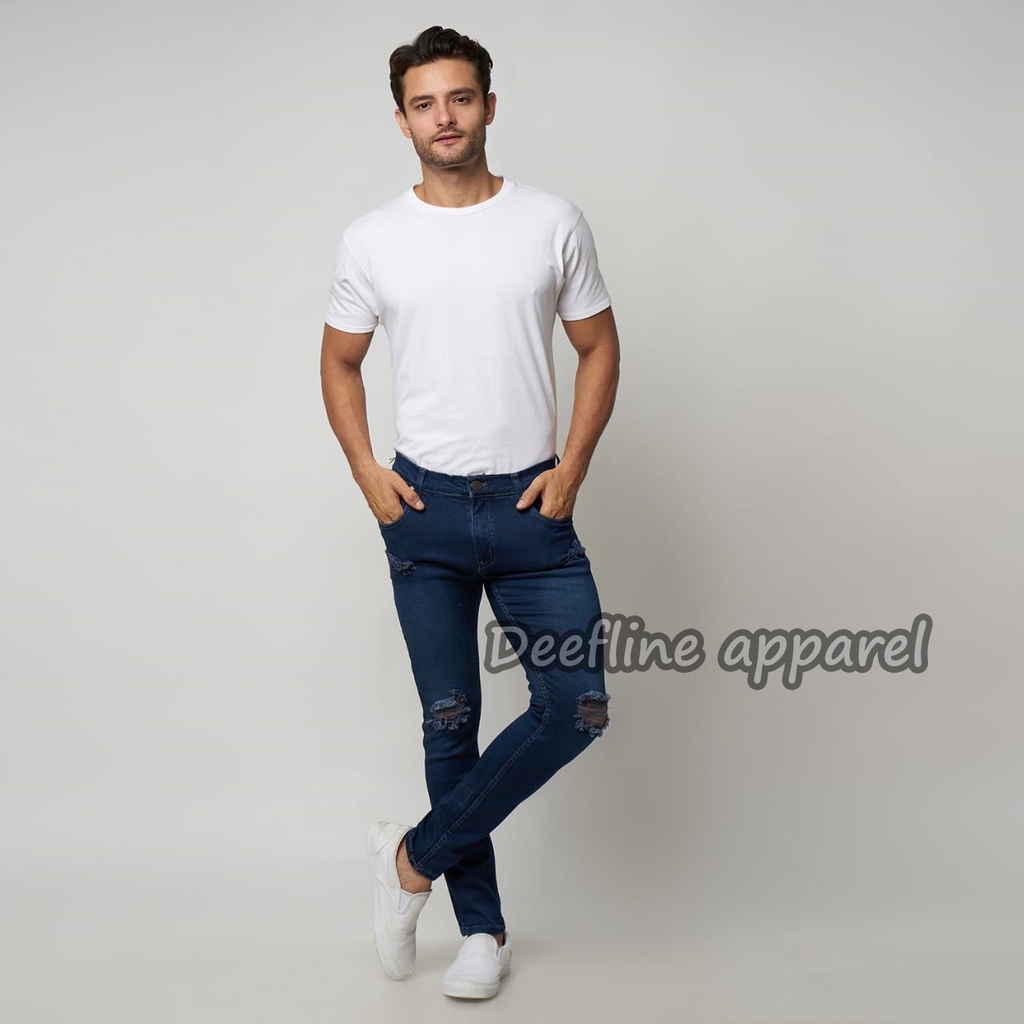 Deefline - Celana Jeans Pria Skinny Slimfit Ripped Jeans BITU TUA