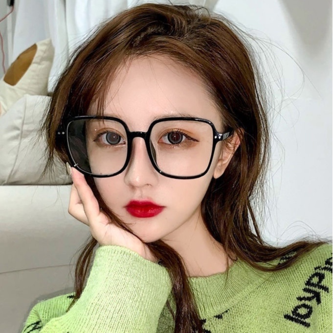 Kaca Mata pria wanita bingkai persegi besar anti-cahaya biru fashion all-match tren Korea perlindungan radiasi kacamata pria wanita