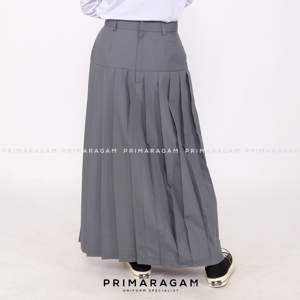 Primaragam Rok Seragam Sekolah Sma Abu Abu Panjang Rempel Lipit Bawah Pinggang Pinggul Baping