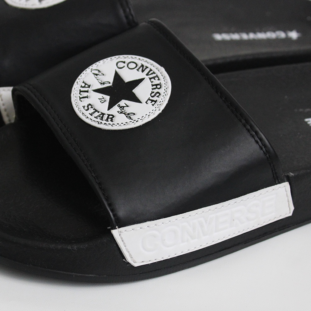 Sendal Selop Distro Pria Wanita Terbaru Convrsee Logo Chuck Taylor Hitam Fullblack / Sendal Slide