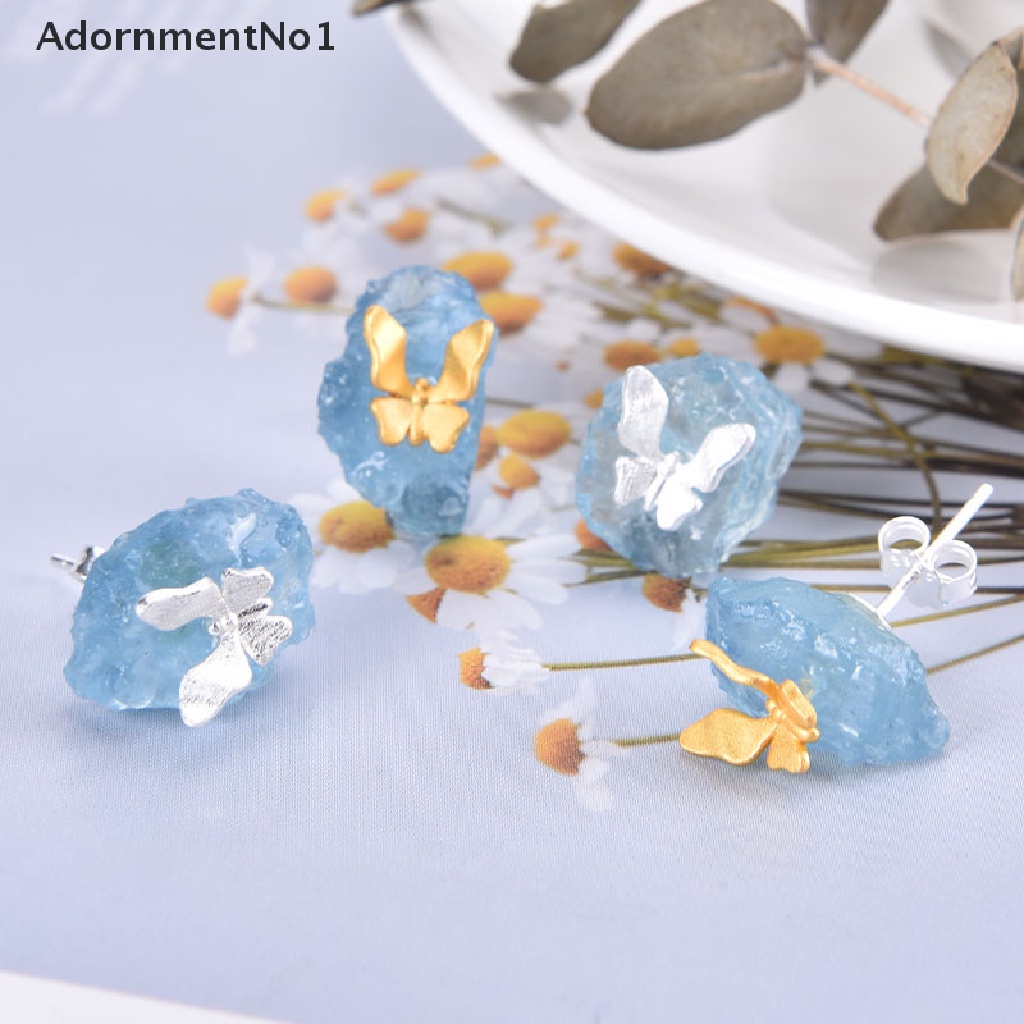 (AdornmentNo1) Anting Tusuk Bentuk Kupu-Kupu Aksen Batu Imitasi Untuk Perhiasan Wanita