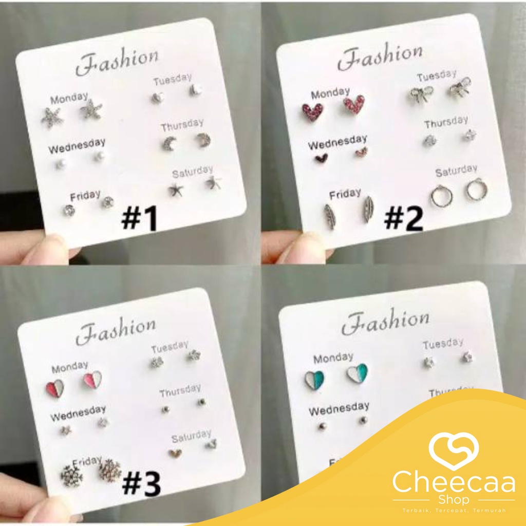 CC (ACC07) Anting set untuk sehari hari anting cakep  Anting Harian  6 pasang Anting 1 Set Anting tusuk